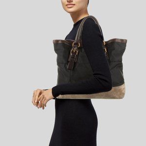 PRADA Suede-Trimmed Tessuto Tote